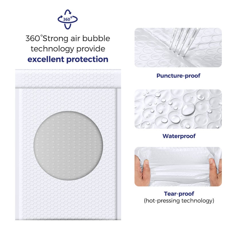 Fuxury White Bubble Mailers 10.5x16 Inch 25 Pack  Self Seal Padded Envelopes Waterproof Shipping Bags  Padded Mailers  Bubble Bags for Mailing  Packaging  Small Business  #5 - Image 4